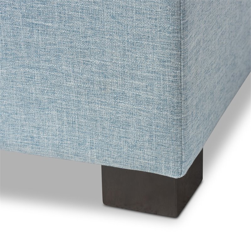 Pemberly Row Contemporary Solid Wood Roanoke Storage Bench in Light Blue