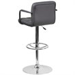 Pemberly Row Contemporary Faux Leather Quilted Adjustable Bar Stool in Gray