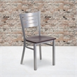 Pemberly Row Contemporary Plastic Restaurant Dining Chair in Mahogany and Silver