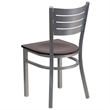 Pemberly Row Contemporary Plastic Restaurant Dining Chair in Mahogany and Silver