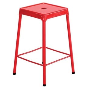 Pemberly Row Industrial Plastic 25&quot Steel Backless Counter Stool in Glossy Red