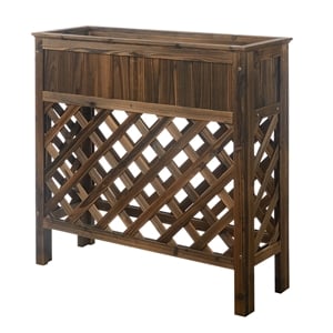 Pemberly Row 36&quot Patio Planter in Weathered Cedar Cinnamon Wood Finish