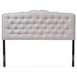 Pemberly Row Contemporary Fabric Tufted Queen Headboard in Grayish Beige