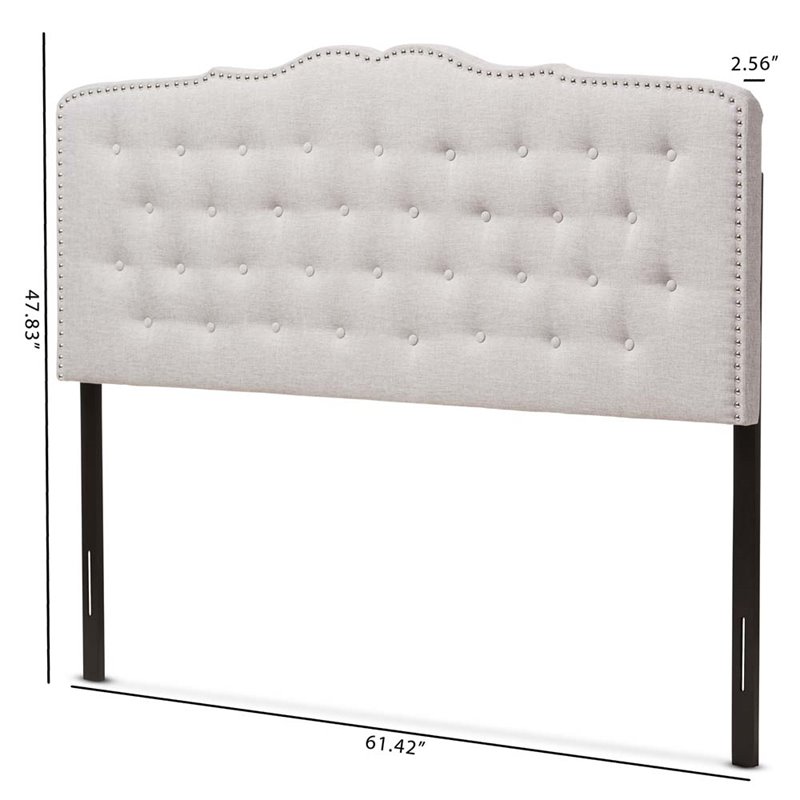 Pemberly Row Contemporary Fabric Tufted Queen Headboard in Grayish Beige