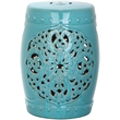 Pemberly Row Contemporary Ceramic Flora Garden Stool - 17.5
