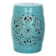 Pemberly Row Contemporary Ceramic Flora Garden Stool - 17.5