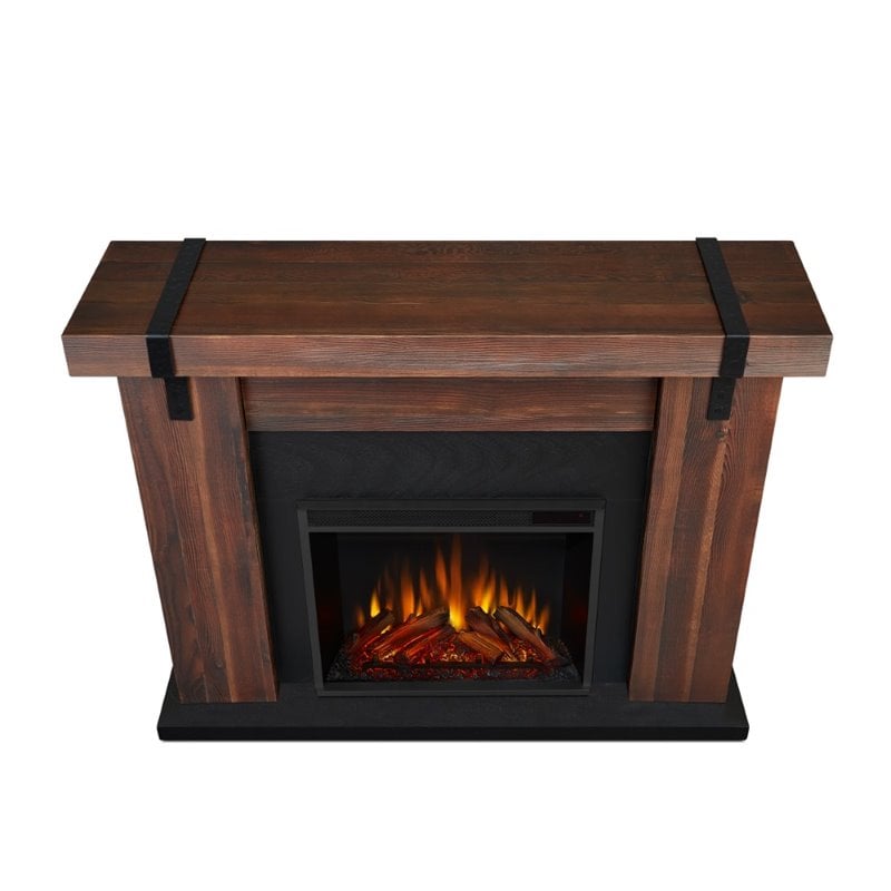 Pemberly Row Contemporary Electric Fireplace in Chestnut Barnwood