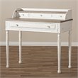 Pemberly Row Modern Engineered Wood Writing Desk in White and Natural