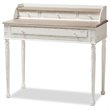 Pemberly Row Modern Engineered Wood Writing Desk in White and Natural