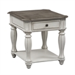 Pemberly Row Traditional Wood Magnolia Manor White End Table