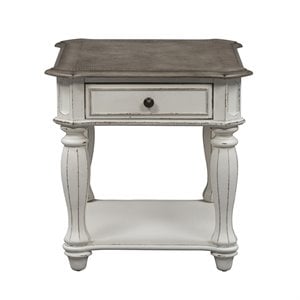 Pemberly Row Traditional Wood Magnolia Manor White End Table