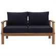 Pemberly Row Modern Wood Outdoor Patio Teak Loveseat in Natural Navy