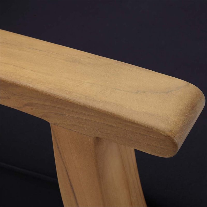 Pemberly Row Modern Wood Outdoor Patio Teak Loveseat in Natural Navy