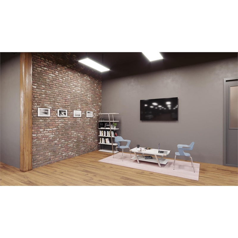 Pemberly Row Modern Wood 5-Shelf Bookshelf in White Ash Finish