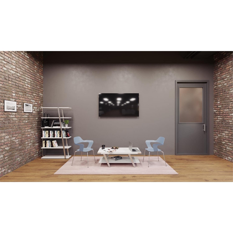 Pemberly Row Modern Wood 5-Shelf Bookshelf in White Ash Finish