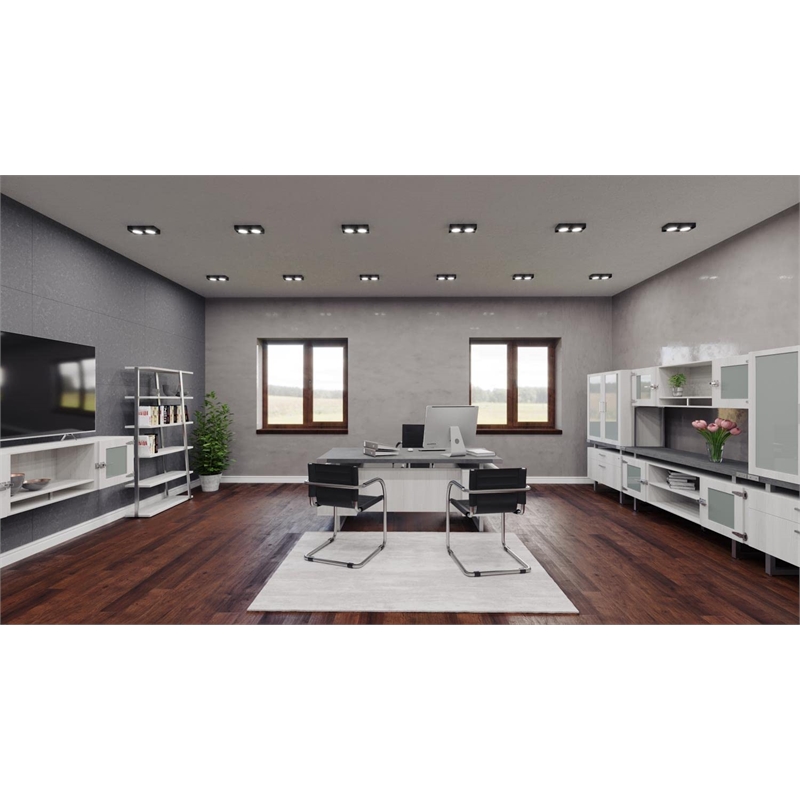 Pemberly Row Modern Wood 5-Shelf Bookshelf in White Ash Finish