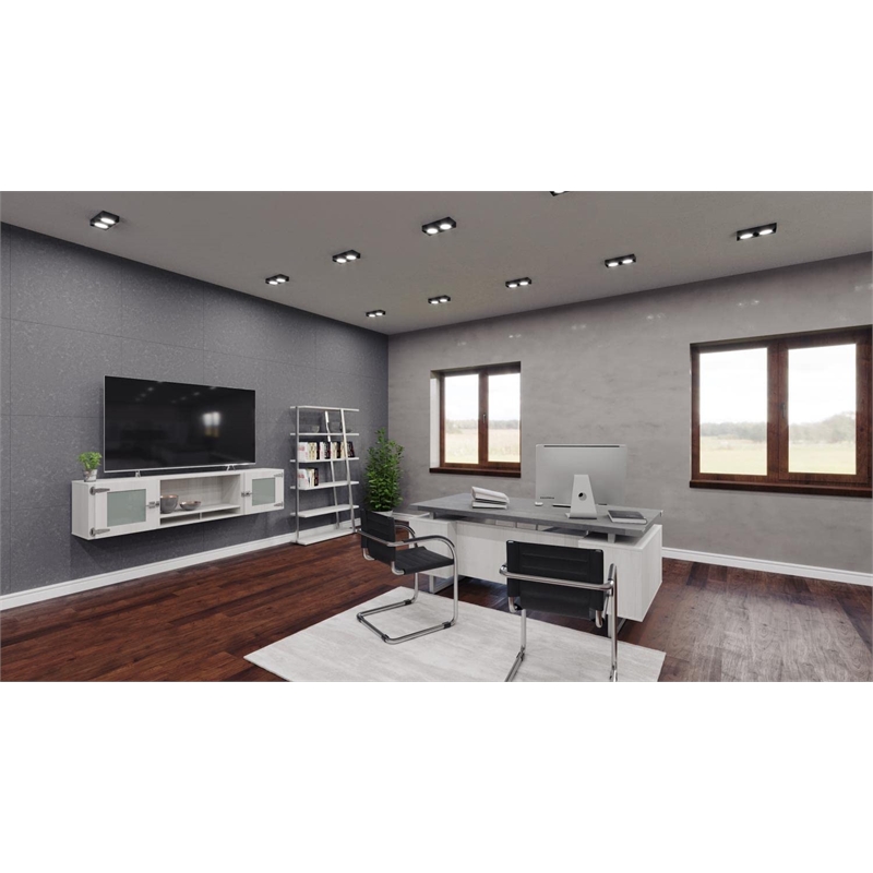 Pemberly Row Modern Wood 5-Shelf Bookshelf in White Ash Finish