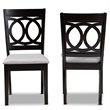 Pemberly Row Contemporary Set of 2 Gray Upholstered Espresso Wood Dining Chairs