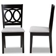 Pemberly Row Contemporary Set of 2 Gray Upholstered Espresso Wood Dining Chairs
