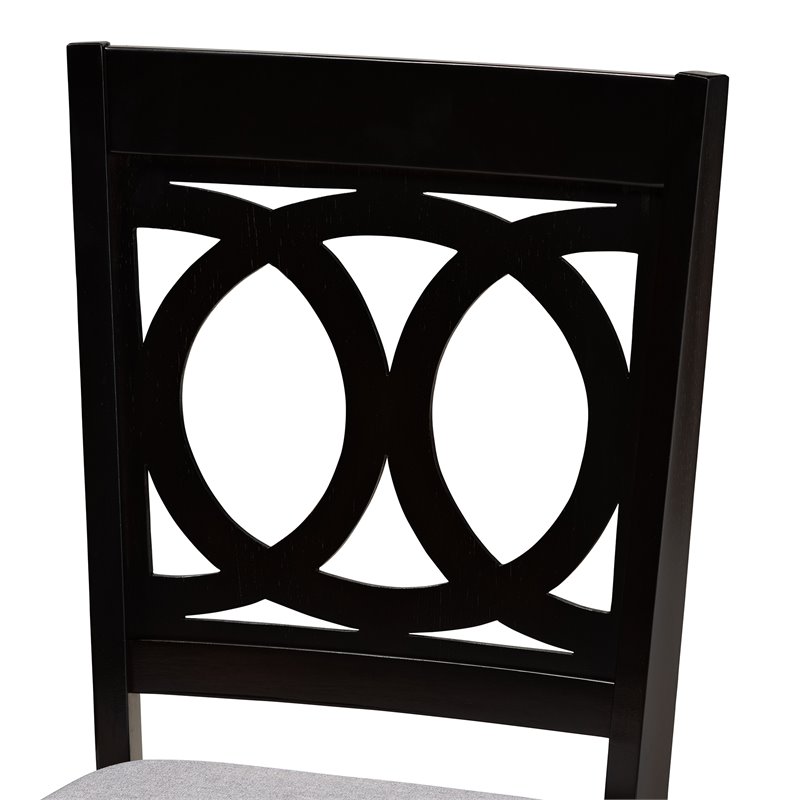 Pemberly Row Contemporary Set of 2 Gray Upholstered Espresso Wood Dining Chairs