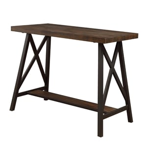 Pemberly Row Contemporary Wood Counter Height Table in Medium Oak and Black