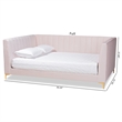 Pemberly Row Modern Pink Velvet Upholstered and Gold Finish Full Size Daybed