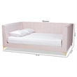 Pemberly Row Modern Pink Velvet Upholstered and Gold Finish Full Size Daybed