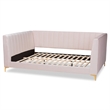 Pemberly Row Modern Pink Velvet Upholstered and Gold Finish Full Size Daybed