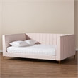 Pemberly Row Modern Pink Velvet Upholstered and Gold Finish Full Size Daybed