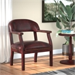 Pemberly Row Faux Leather Ivy League Executive Captains Guest Chair in Burgundy