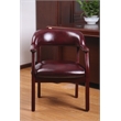 Pemberly Row Faux Leather Ivy League Executive Captains Guest Chair in Burgundy