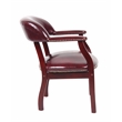 Pemberly Row Faux Leather Ivy League Executive Captains Guest Chair in Burgundy