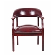 Pemberly Row Faux Leather Ivy League Executive Captains Guest Chair in Burgundy