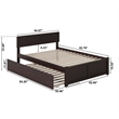 Pemberly Row Queen Solid Wood Platform Bed with Twin XL Trundle in Espresso