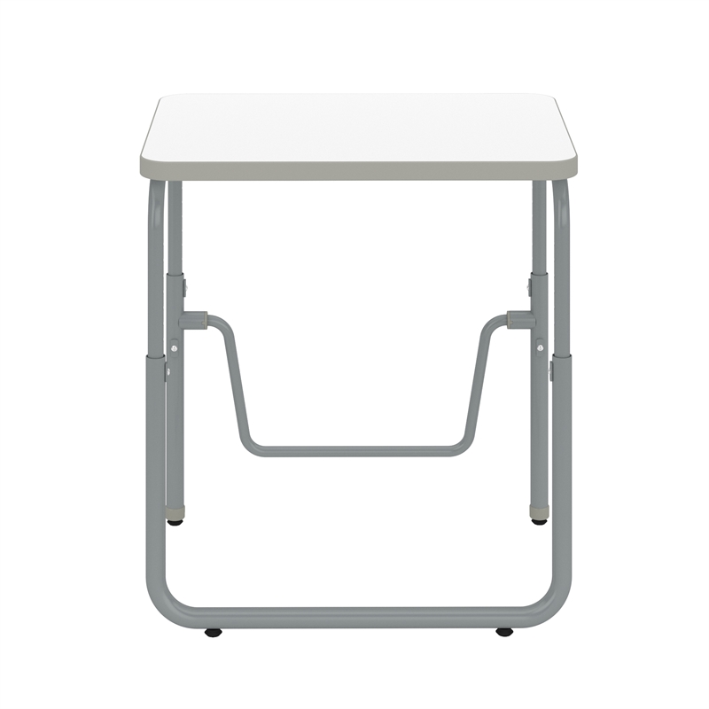 Pemberly Row Metal Height Adjustable Student Desk Pendulum Bar in White