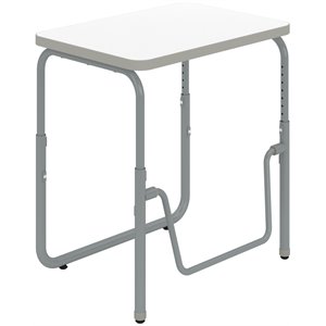 Pemberly Row Metal Height Adjustable Student Desk Pendulum Bar in White
