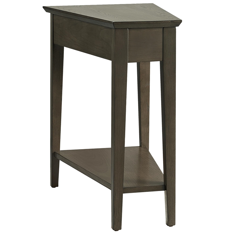 Pemberly Row Contemporary Solid Wood Recliner Wedge Table in Soft Smoke Gray