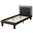 Pemberly Row Modern Twin Faux Leather Bed Frame with Slats in Black