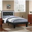 Pemberly Row Modern Twin Faux Leather Bed Frame with Slats in Black