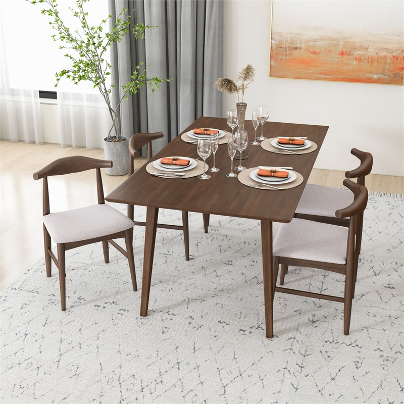 Pemberly Row Mid Century Style Solid Wood Walnut 47