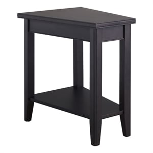 Pemberly Row Contemporary Recliner Wood Wedge Table with Shelf in Black