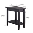 Pemberly Row Contemporary Recliner Wood Wedge Table with Shelf in Black