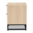 Pemberly Row Modern Brown Wood and Black Metal 2-Drawer End Table with Rattan