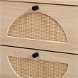 Pemberly Row Modern Brown Wood and Black Metal 2-Drawer End Table with Rattan