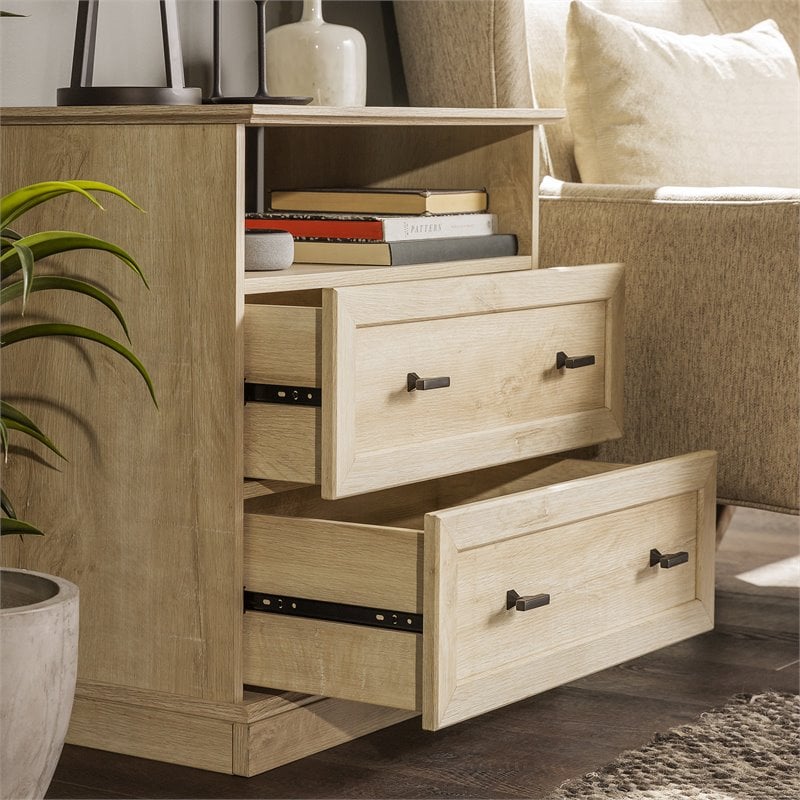 Pemberly Row Engineered Wood 2-Drawer Bedroom Nightstand in White Oak