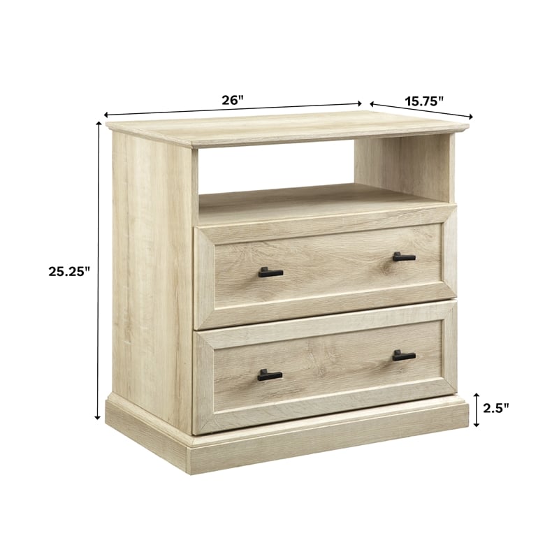 Pemberly Row Engineered Wood 2-Drawer Bedroom Nightstand in White Oak