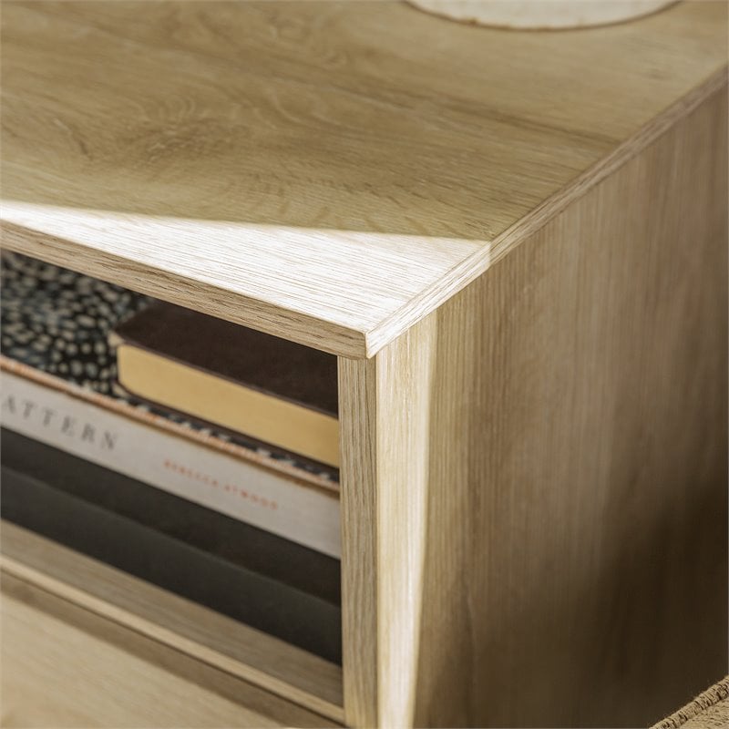 Pemberly Row Engineered Wood 2-Drawer Bedroom Nightstand in White Oak