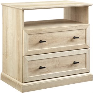 Pemberly Row Engineered Wood 2-Drawer Bedroom Nightstand in White Oak