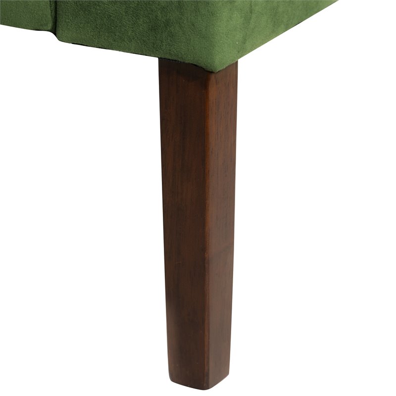 Pemberly Row Traditional Wood and Velvet Swoop Arm Accent Chair in Green