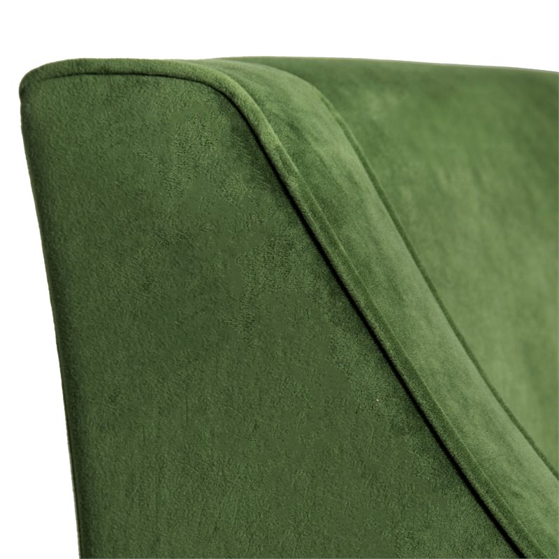Pemberly Row Traditional Wood and Velvet Swoop Arm Accent Chair in Green